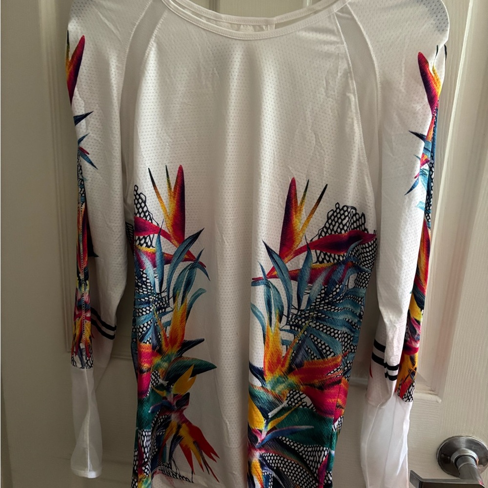 Lucky in Love Women's White Tropical Print Jersey